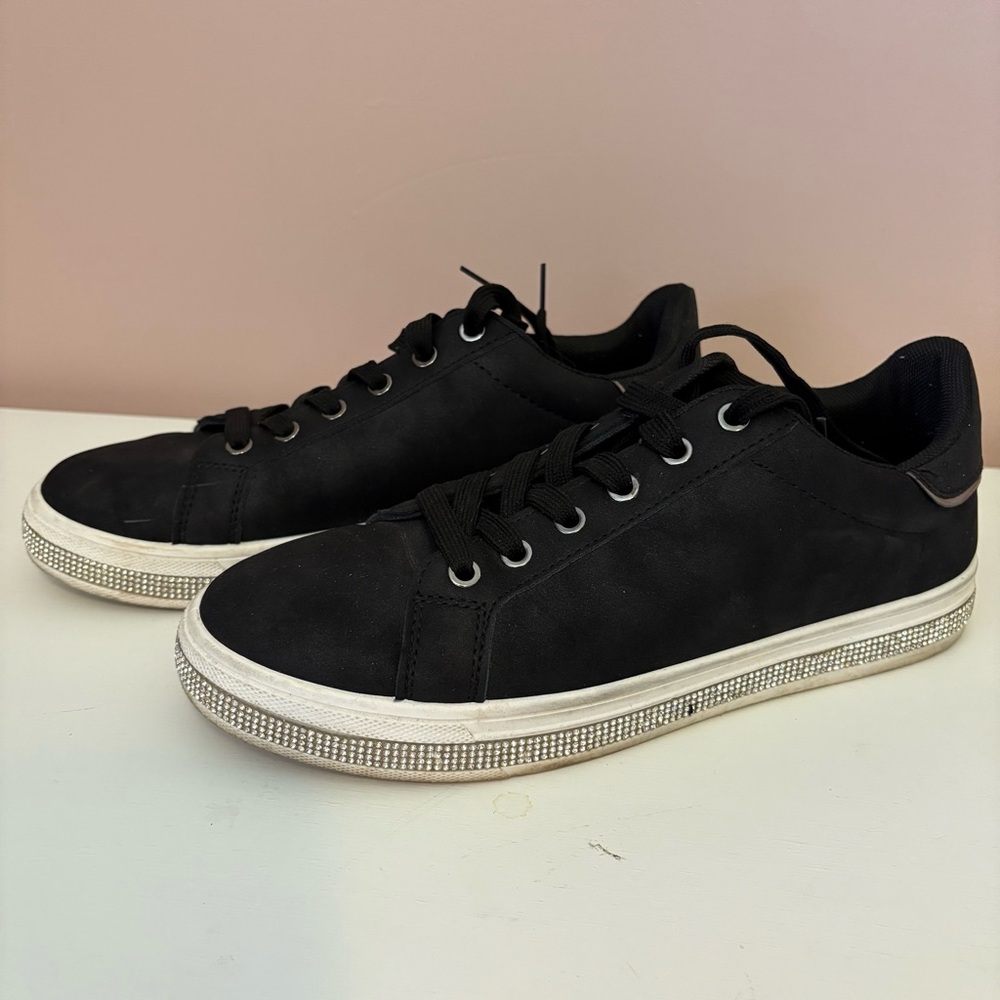 Black and Silver Sequined Sneakers